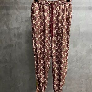 🚩steal authentic Gucci Burgundy Patterned Joggers